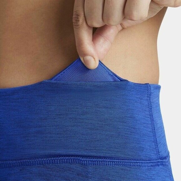 Nike Fast Mid Rise Crop Running Leggings Obsidian Royal/Heather - Picture 3 of 9